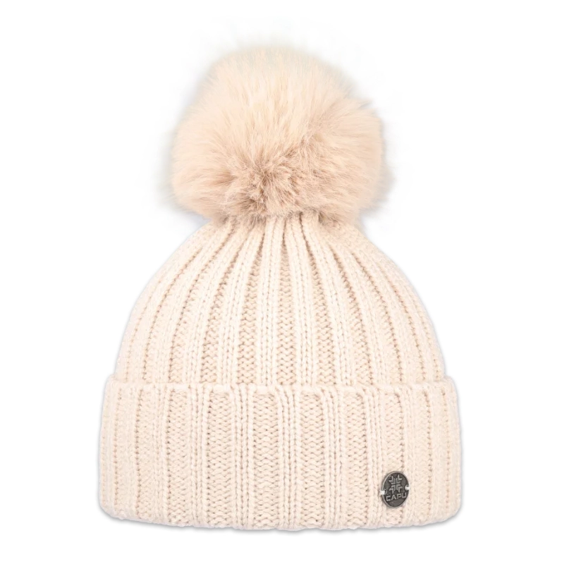 Dámská čepice s kožešinovou bambulí 