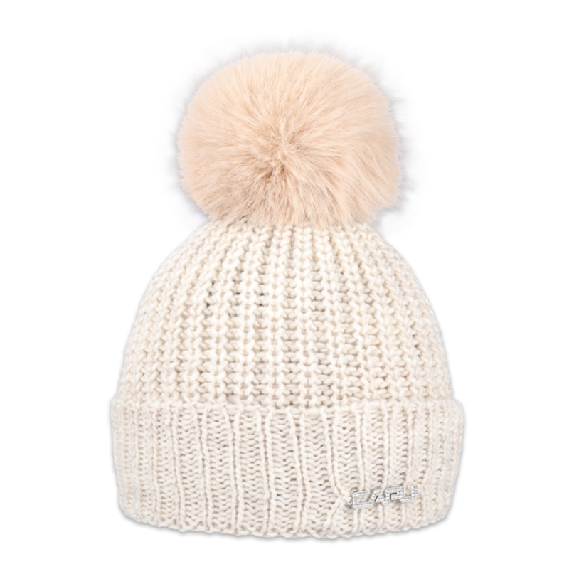 Dámská čepice s kožešinovou bambulí 