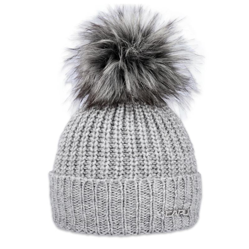 Dámská čepice s kožešinovou bambulí 