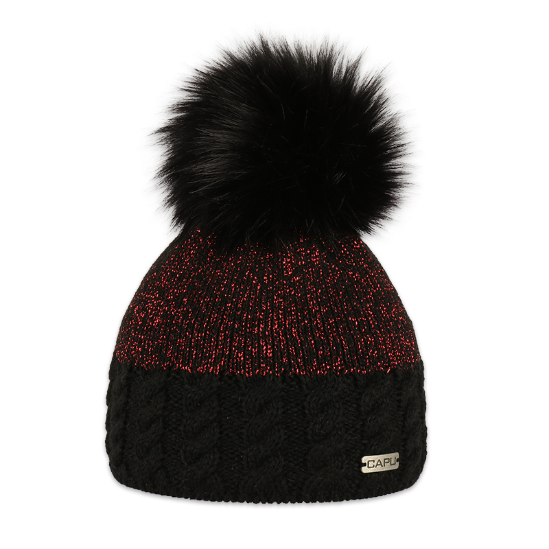 Dámská čepice s kožešinovou bambulí 