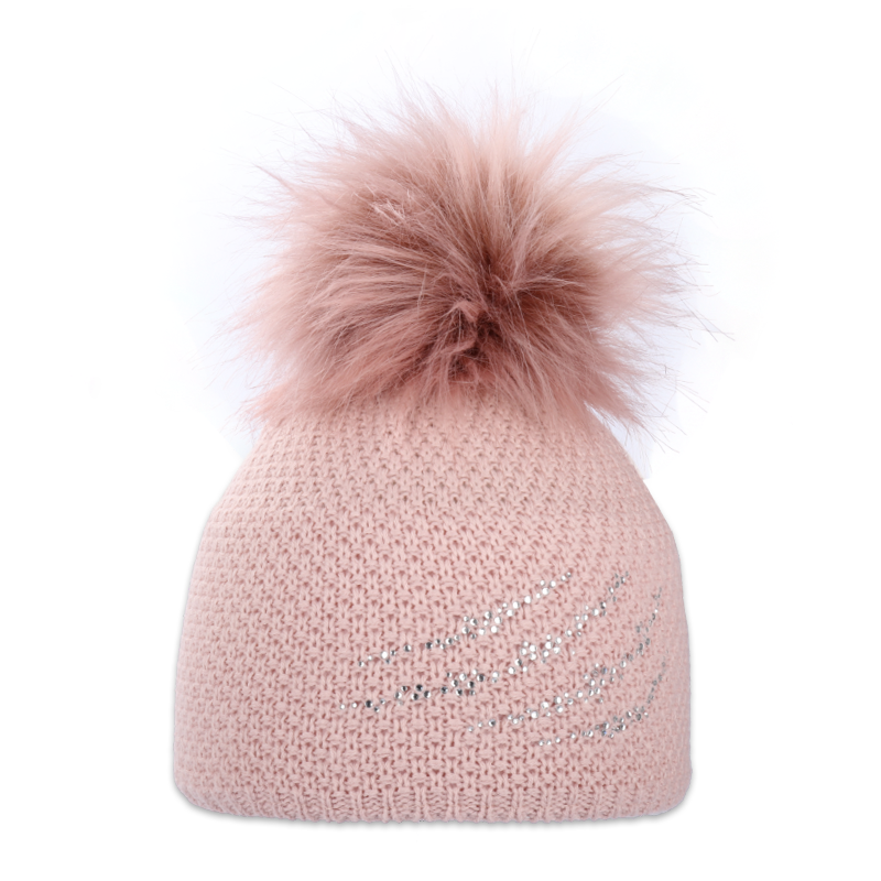 Dámská čepice s kožešinovou bambulí 