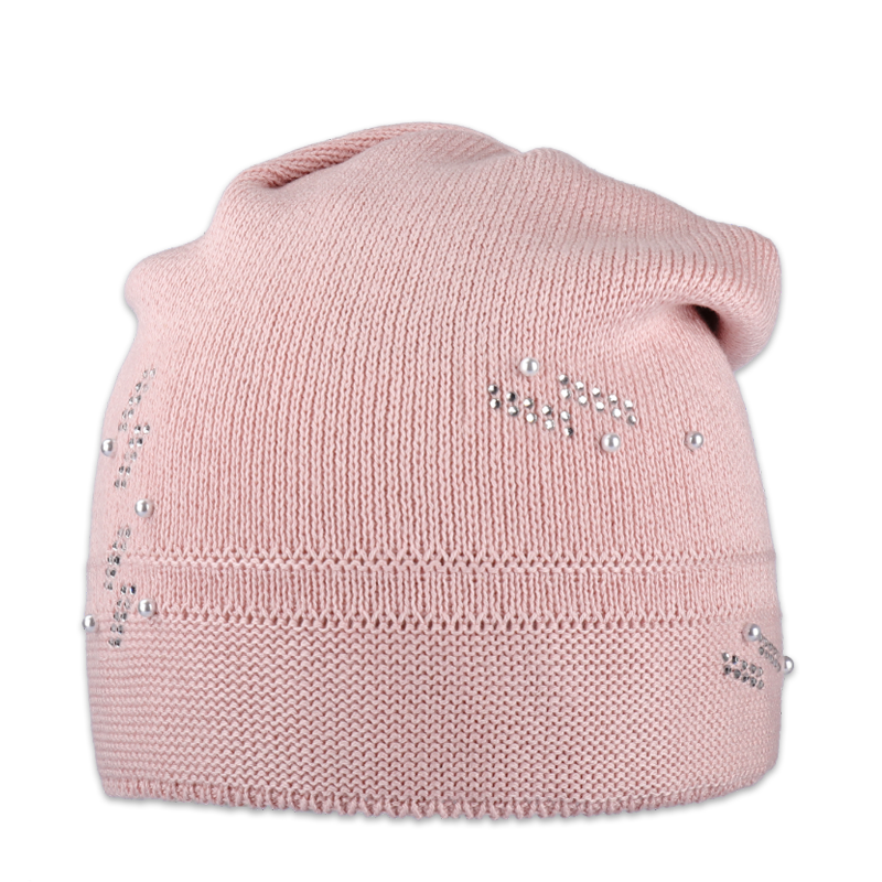 Dámská čepice přepadlá s kamínky