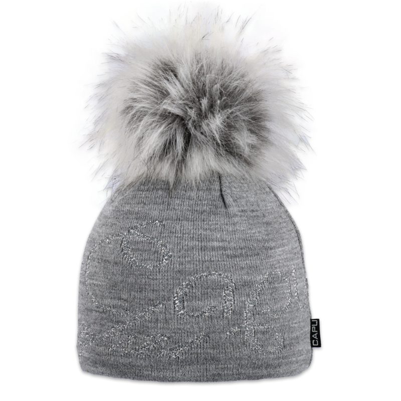 Dámská čepice s kožešinovou bambulí 