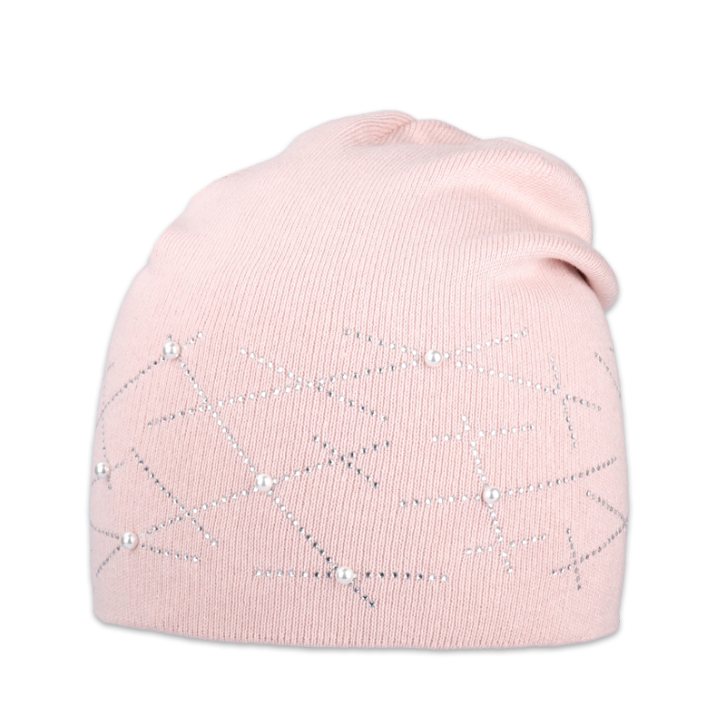 Dámská čepice přepadlá s kamínky