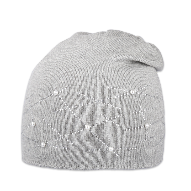 Dámská čepice přepadlá s kamínky