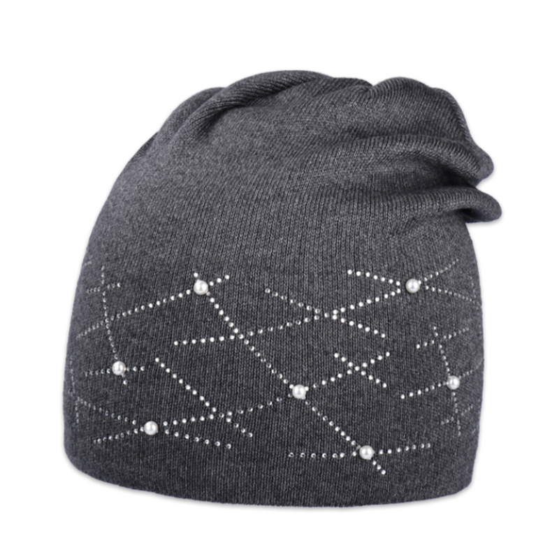 Dámská čepice přepadlá s kamínky