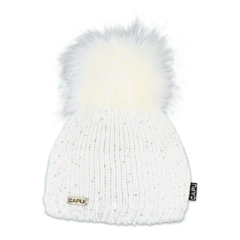Dětská čepice s kožešinovou bambulí