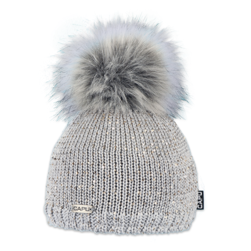 Dětská čepice s kožešinovou bambulí