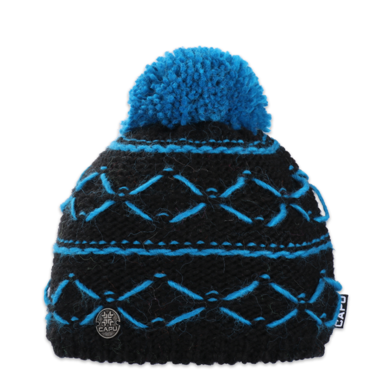 Dětská zimní pletená čepice sportovní chlapecká dívčí – zateplená flízem, bambule, ovčí vlna