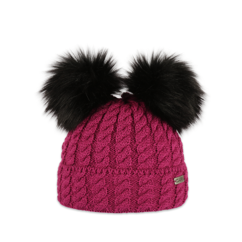 Dětská čepice se dvěma kožešinovými bambulemi