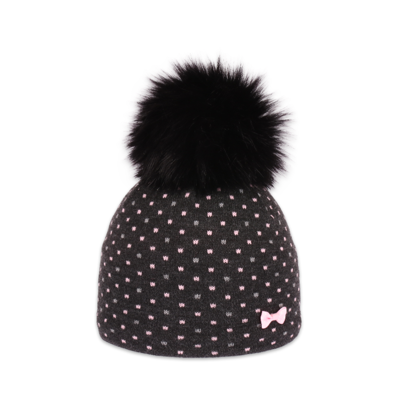 Dětská čepice s kožešinovou bambulí