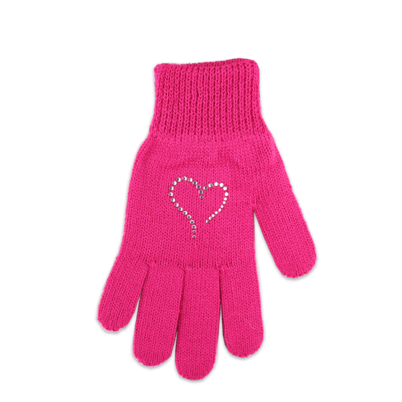 Dětské rukavice se srdíčkem z kamínků