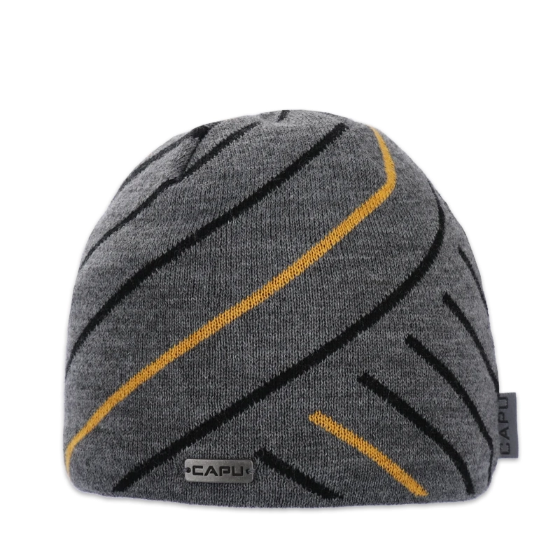 Pánská čepice klasická šedá, oranžová