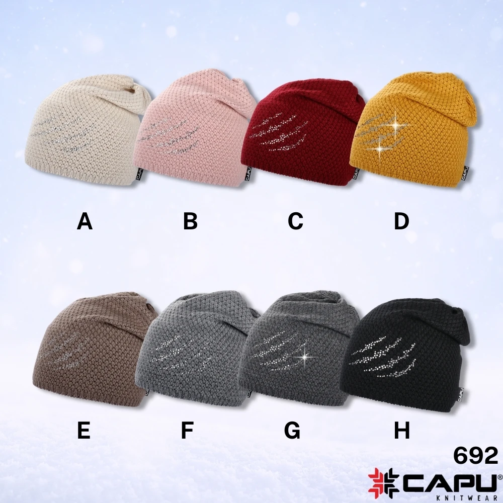 Dámská čepice přepadlá s kamínky