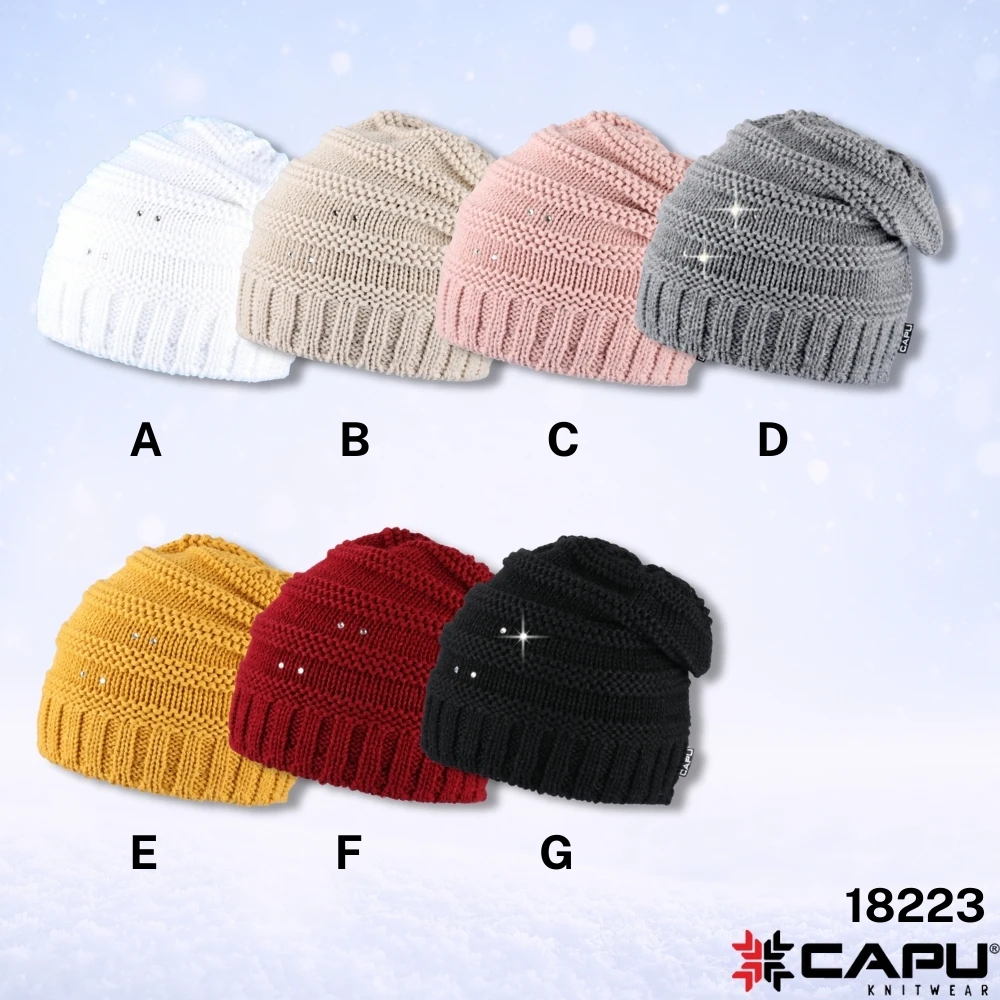 Dámská čepice přepadlá s kamínky