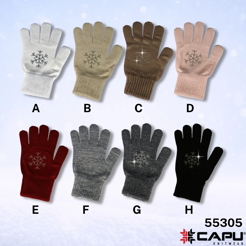 Dámské rukavice s vločkou z kamínků