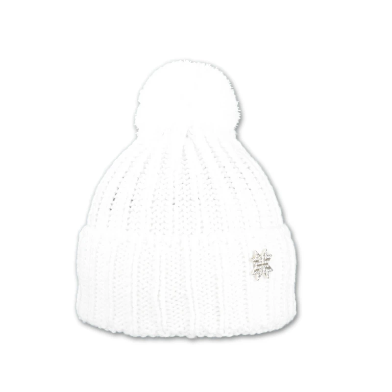 Dámská čepice s akrylovou bambulí - okrová