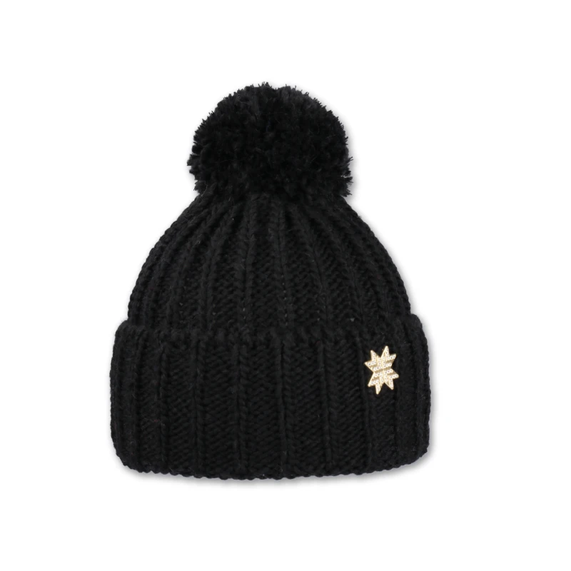 Dámská čepice s akrylovou bambulí - okrová