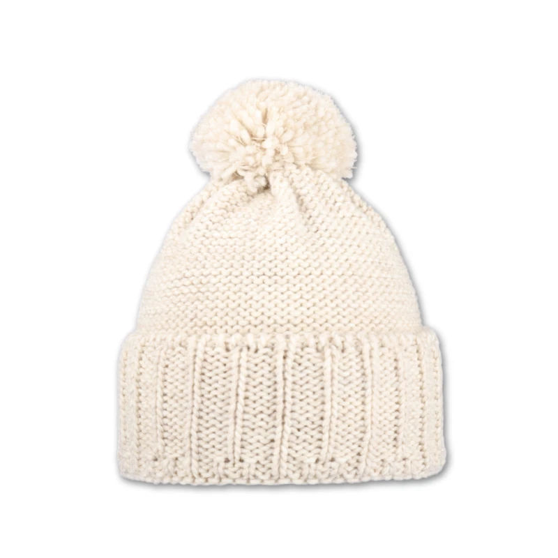 Dámská čepice s akrylovou bambulí - hnědá