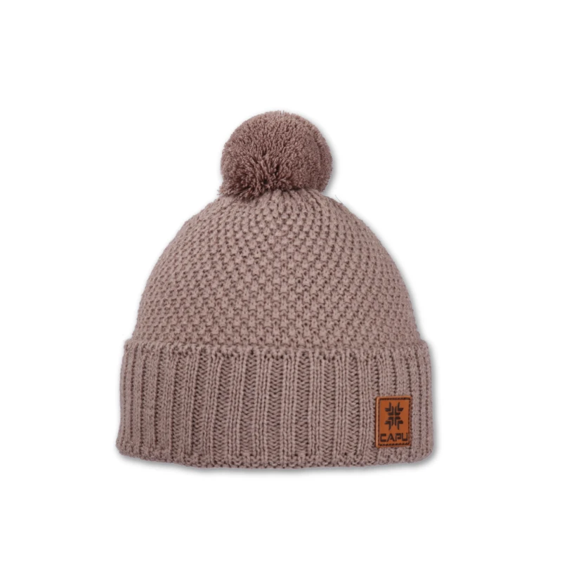 Dětská čepice s akrylovou bambulí - modrá