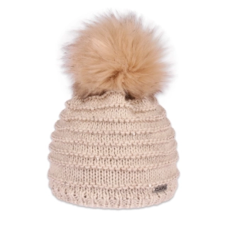Dámská čepice s kožešinovou bambulí 