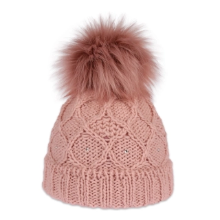 Dámská čepice s kožešinovou bambulí 