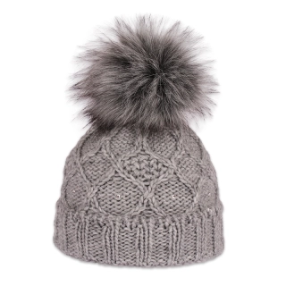Dámská čepice s kožešinovou bambulí 