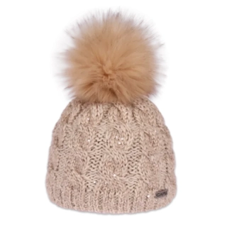 Dámská čepice s kožešinovou bambulí 