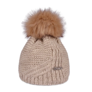 Dámská čepice s kožešinovou bambulí 