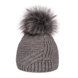 Dámská čepice s kožešinovou bambulí 