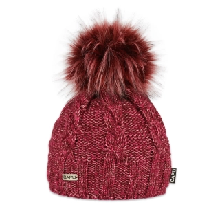 Dámská čepice s kožešinovou bambulí 