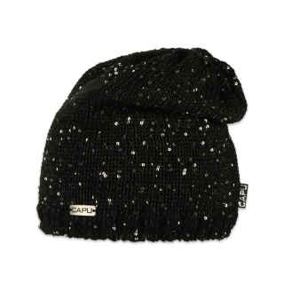 Dámská zimní přepadlá čepice s flitry – zateplená flízem