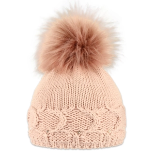 Dámská čepice s kožešinovou bambulí 