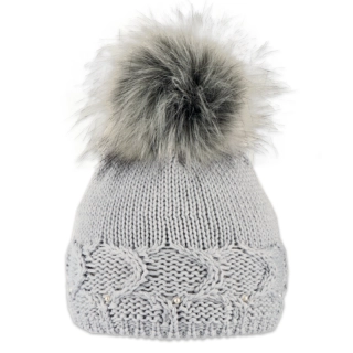 Dámská čepice s kožešinovou bambulí 