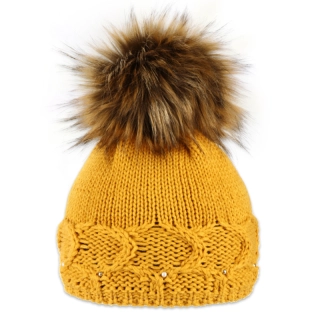 Dámská čepice s kožešinovou bambulí 