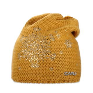 Dámská čepice přepadlá s vločkou z kamínků