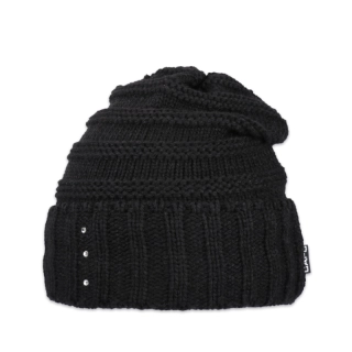 Dámská zimní přepadlá čepice – zateplená flízem, kamínky Swarovski