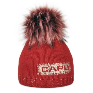 Dámská čepice s kožešinovou bambulí 