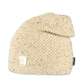 Dámská zimní přepadlá čepice s flitry – zateplená flízem