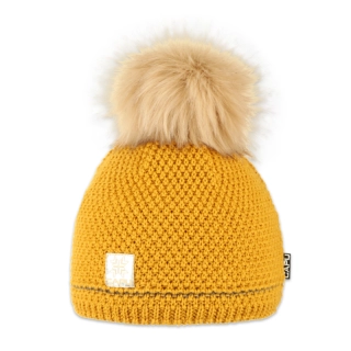 Dámská čepice s kožešinovou bambulí 