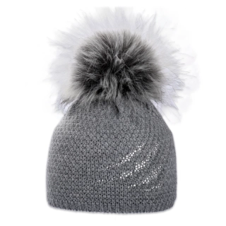 Dámská čepice s kožešinovou bambulí 