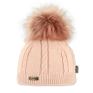 Dámská čepice s kožešinovou bambulí 