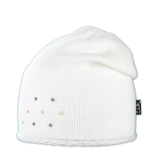 Dámská zimní přepadlá čepice – zateplená flízem, přišitý převis, s perličkama