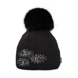 Dámská zimní pletená čepice s kožešinovou bambulí – zateplená flízem