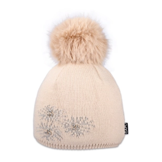 Dámská čepice s kožešinovou bambulí 