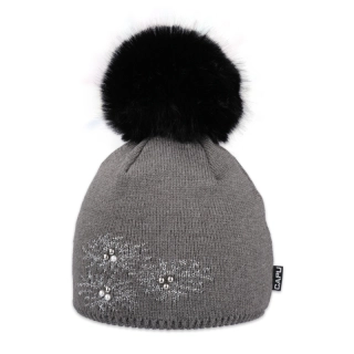 Dámská čepice s kožešinovou bambulí 