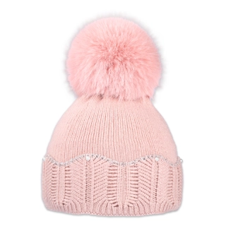 Dámská čepice s kožešinovou bambulí 