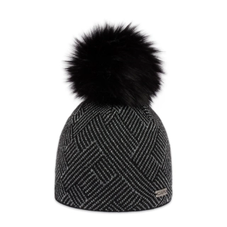 Dámská čepice s kožešinovou bambulí 