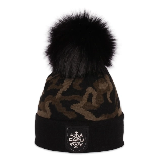 Dámská čepice s kožešinovou bambulí 