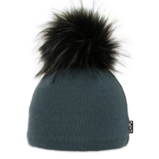 Dámská zimní čepice s kožešinovou bambulí – zateplená fleecem 